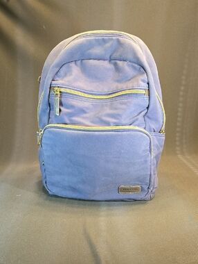 Travelon Anti-Theft Courier Slim Backpack in Navy Blue Canvas w/ RFID Block